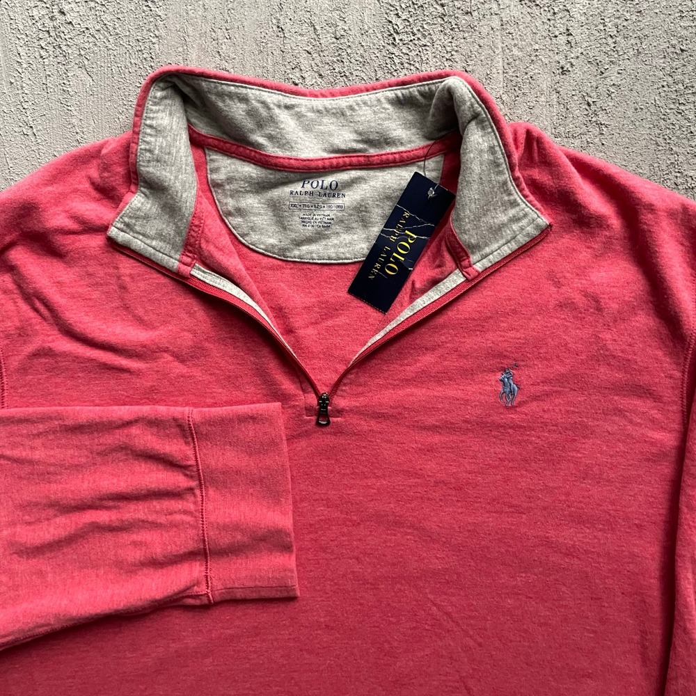 Vintage Quarter Zip Pullover Mens XXL Pink Modern Polo Ralph Lauren